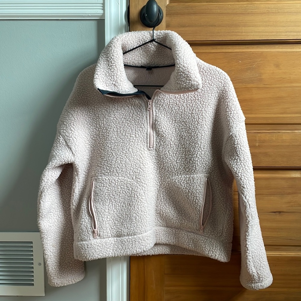 Pink JCrew Polartech Cropped Fleece Pullover